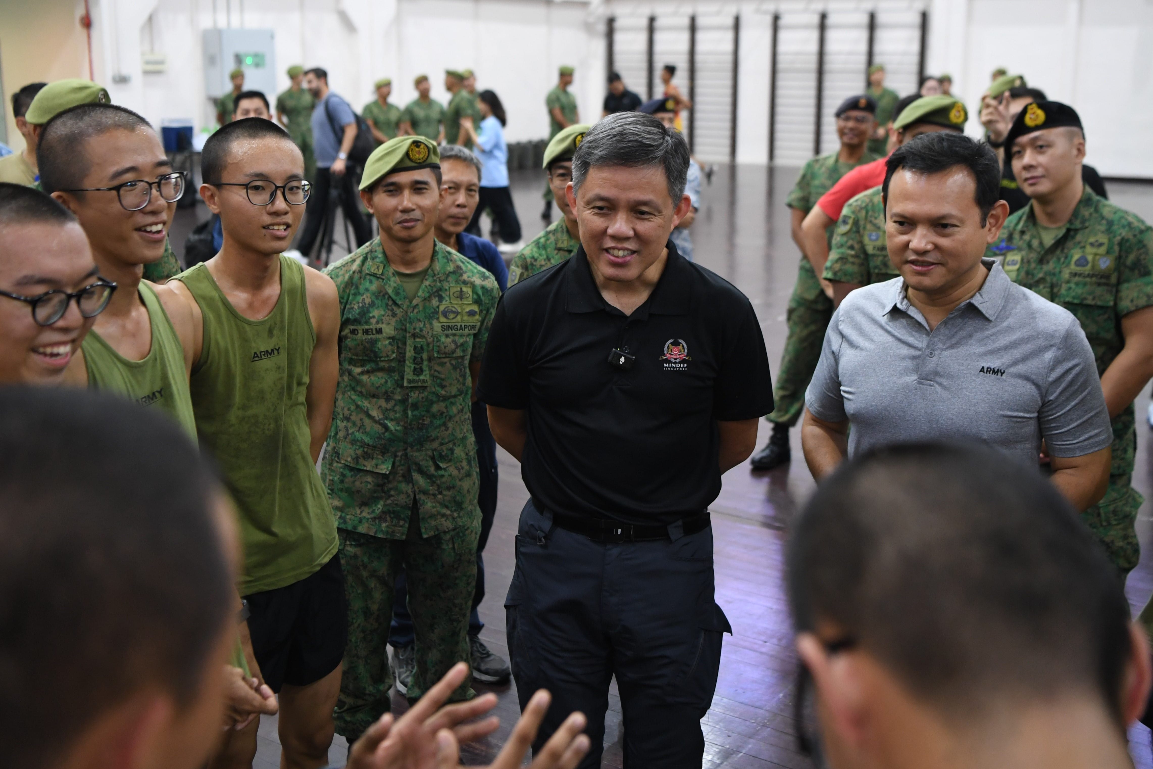 Mr Chan engaging with recruits undergoing Metabolic Circuit Training.